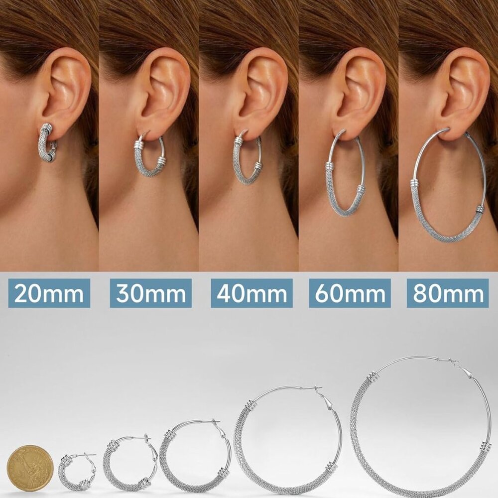 30/40/60/80/100mm Chunky Hoop Earrings For Women Gold Plated/Black Stainless Ste - Picture 4 of 9